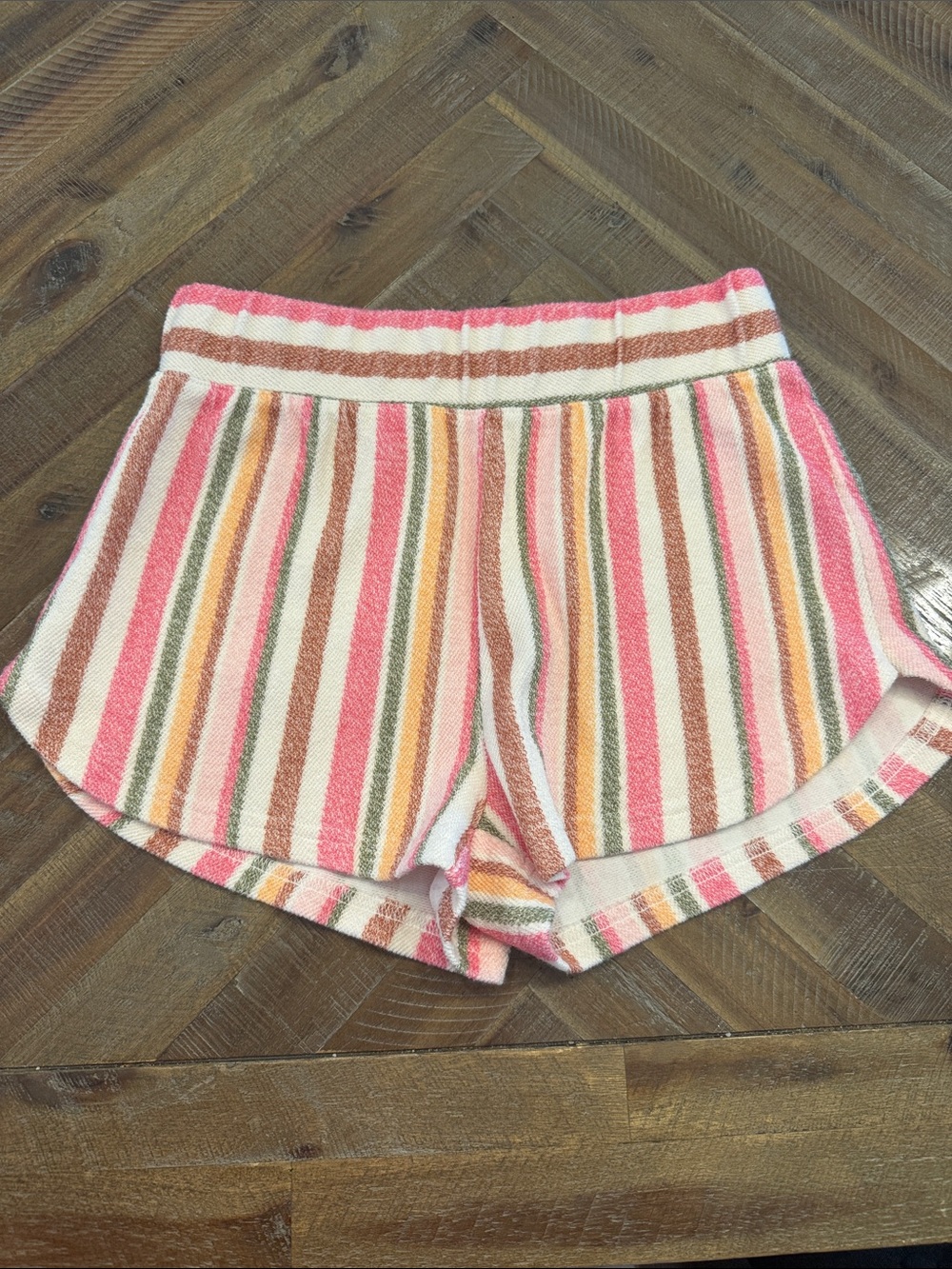 Roxy Pink Multi-Stripe Terry Athletic Shorts